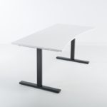 Hev senk skrivebord sort, hvit bordplate 160×80 med magebue-0