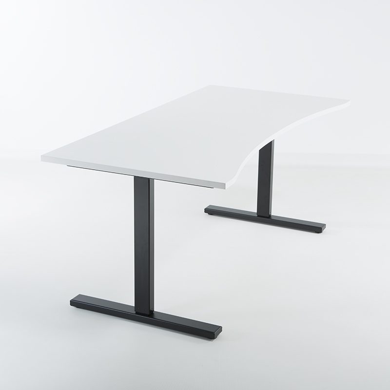 Hev senk skrivebord sort, hvit bordplate 160x80 med magebue-0