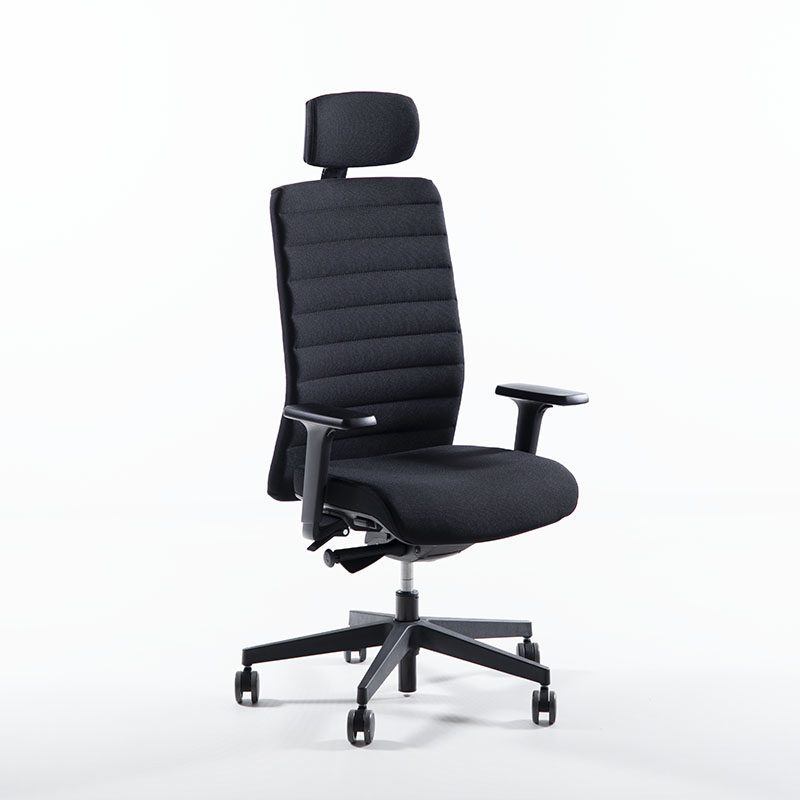 Wind kontorstol med hodehviler, sort stoff