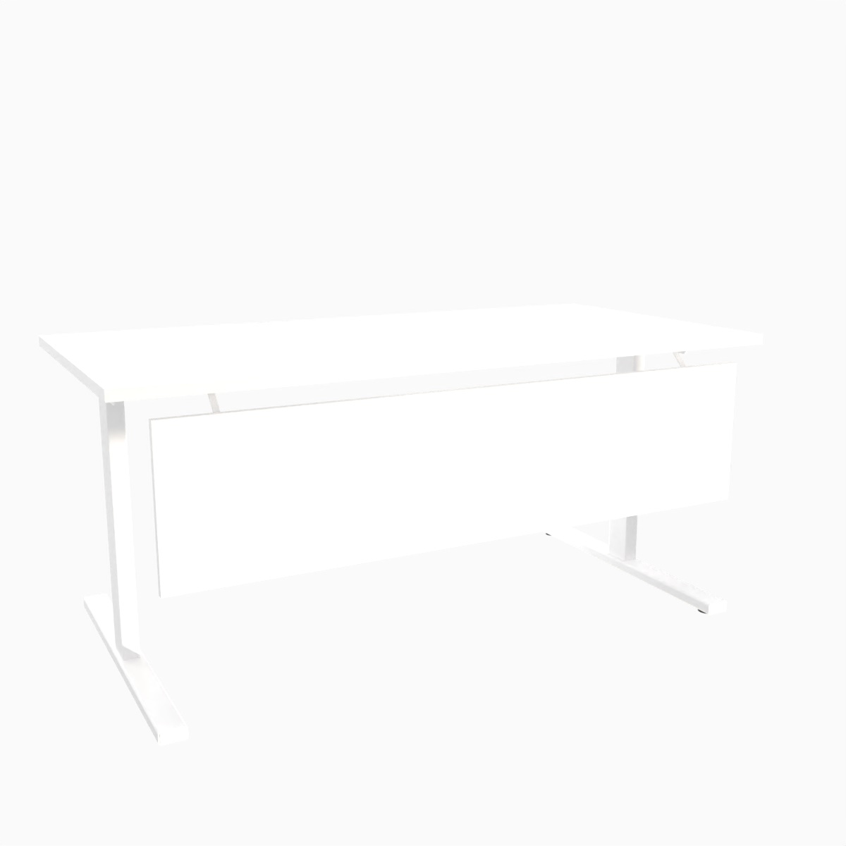 Skrivebord med frontplate hvit