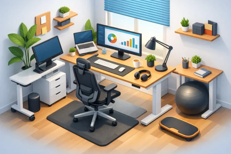 Ergonomisk arbeidsplass kontor som fungerer