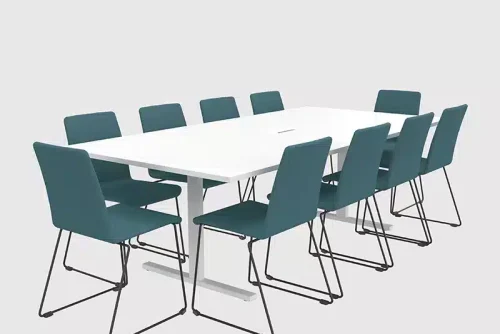 møtebord 2400x1200 10 stoler hvit